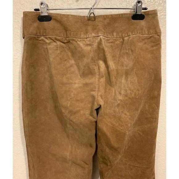 Mix It Vintage 90s Y2k Brown Leather Suede Flared Western Pants - Picture 5 of 8